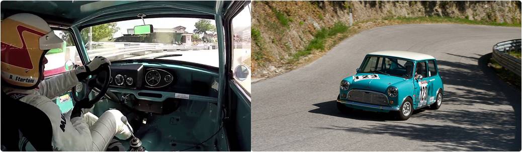 andrea stortoni alla guida della mini cooper